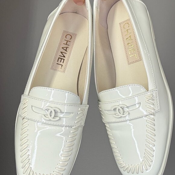 Chanel Cream Patent Loafers - Picture 3 of 6